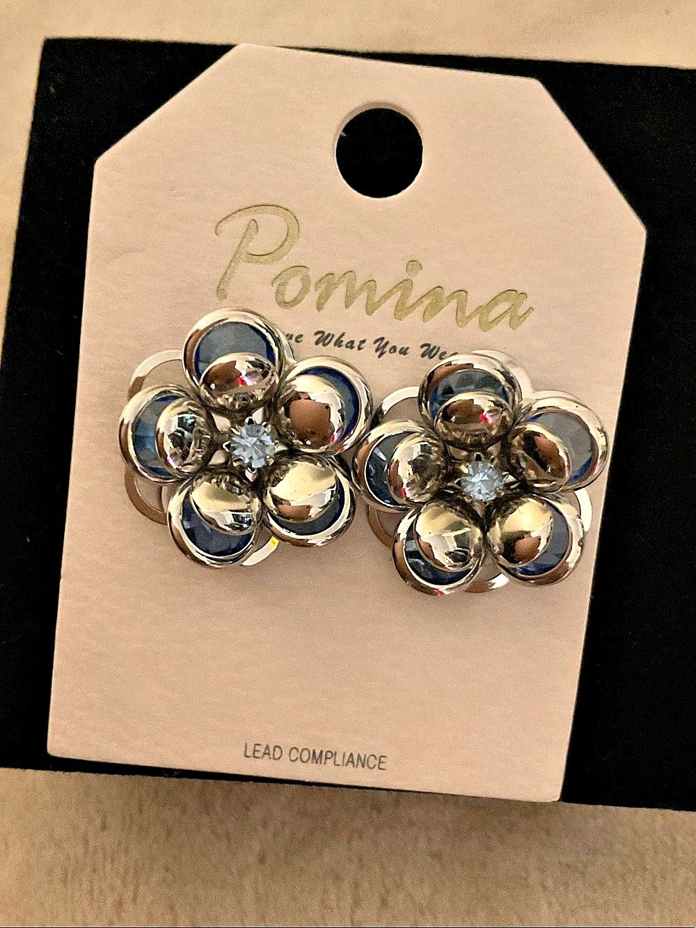 Pomina Floral Silver-Tone Earrings NWT